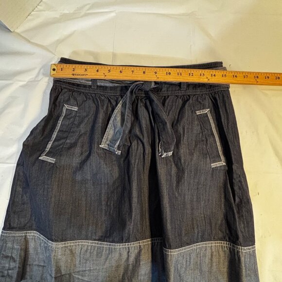 Ann Taylor Loft Petite Chambray A-Line Skirt 8P Paperbag Waist Tie & Pockets - Picture 5 of 6